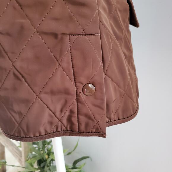 Talbots Women's Brown Diamond Quilted Button Up Vest Size M - Picture 5 of 7